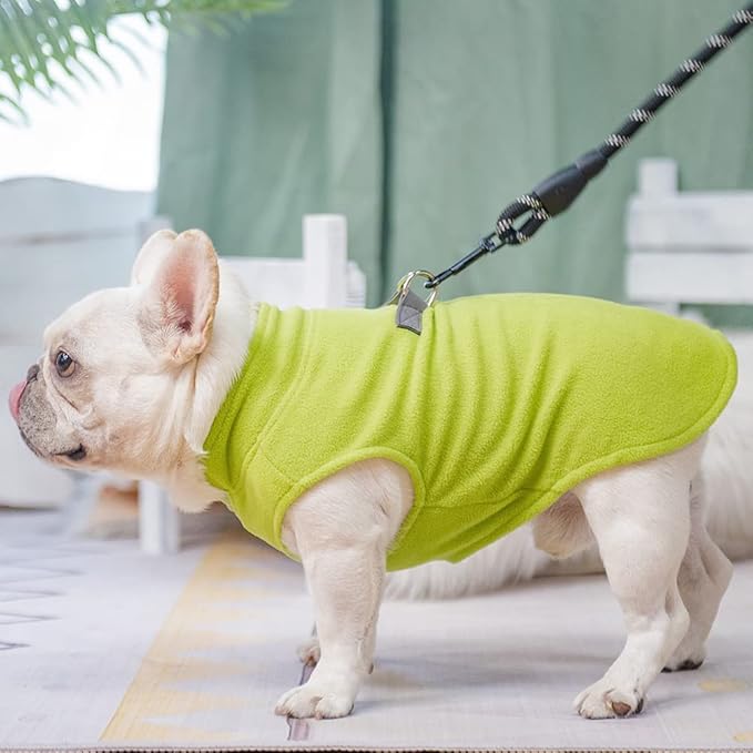 BEAUTYZOO Dog Fleece Vest Sweater Winter Jacket for Small and Medium Large Dogs with D-Ring Leash Cold Weather Coat Hoodie for XS S M Dogs Boy or Girls, Green XL
