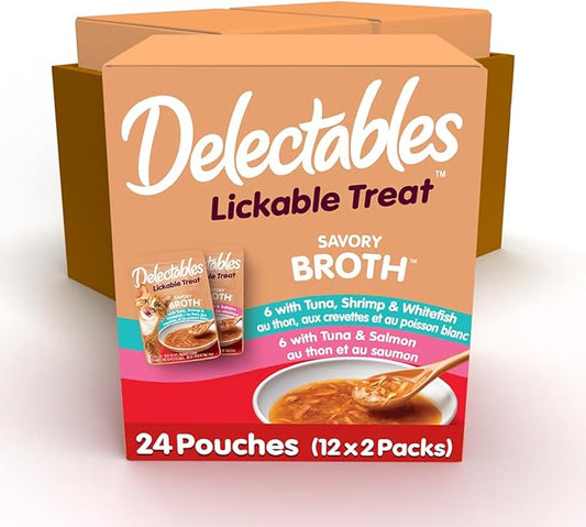 Hartz Delectables Savory Broths Variety Lickable Wet Cat Treats, 24 Count