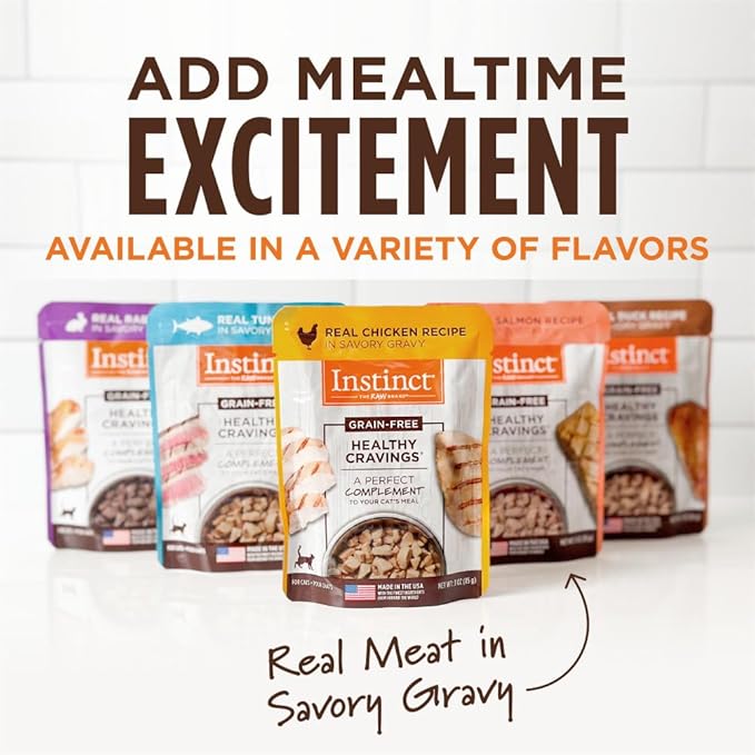 Instinct Healthy Cravings Natural Wet Cat Food Topper, Grain Free Recipe - Real Rabbit, 3 oz. Pouches (Pack of 24)