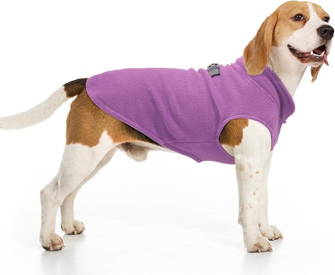 BEAUTYZOO Dog Fleece Vest Sweater Winter Jacket for Small and Medium Large Dogs with D-Ring Leash Cold Weather Coat Hoodie for XS S M Dogs Boy or Girls, Purple XL