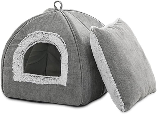 Cat Bed Cave-Cat Beds for Indoor Cats,Kittens and Large Pets,Foldable and Washable with Removable Cushioned and Anti Slip Bottom(Large,Grey)