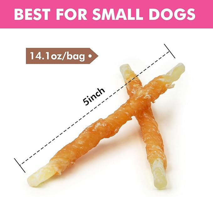 Dog Treats, Chicken Wrapped Cod Sticks, Rawhide Free Dog Chews, Healthy Soft Treats for Small Dogs, 14.11 oz