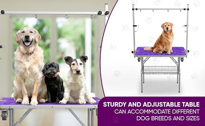 45" Dog Grooming Table with Set of 6 Grooming Loops for Dog Groomers Bundle - Adjustable Height Grooming Table 300lb, Dog Grooming Table Arm with Adjustable Dog Grooming Loops - Dog Grooming Supplies