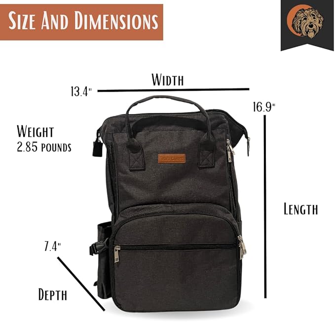 Tito's Closet Dog Travel Bag Includes Pet Travel Accessories 2-Pack Travel Bowl, 2 Dog Food Containers, Treat Bag (Black), DB2024