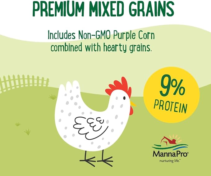 Manna Pro Farmhouse Favorites – Sunflower Mix Up – Premium Grains for Poultry – Made with Non-GMO Purple Corn – High Energy Poultry Feed Supplement – 10lb Bag