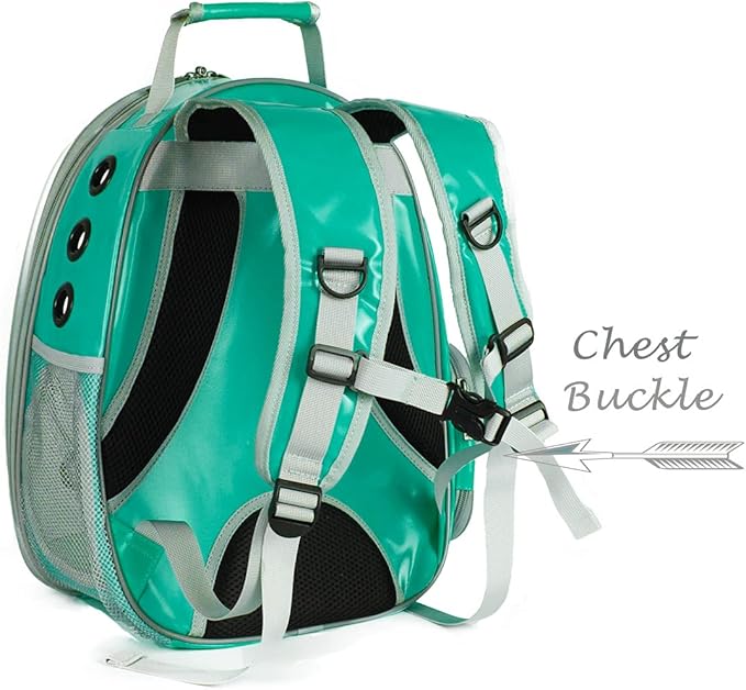 Bubble Cat Carrier Backpack Transparent Pet Carrier Backpack for Small Puppy and Bunny (Green, Backpack)