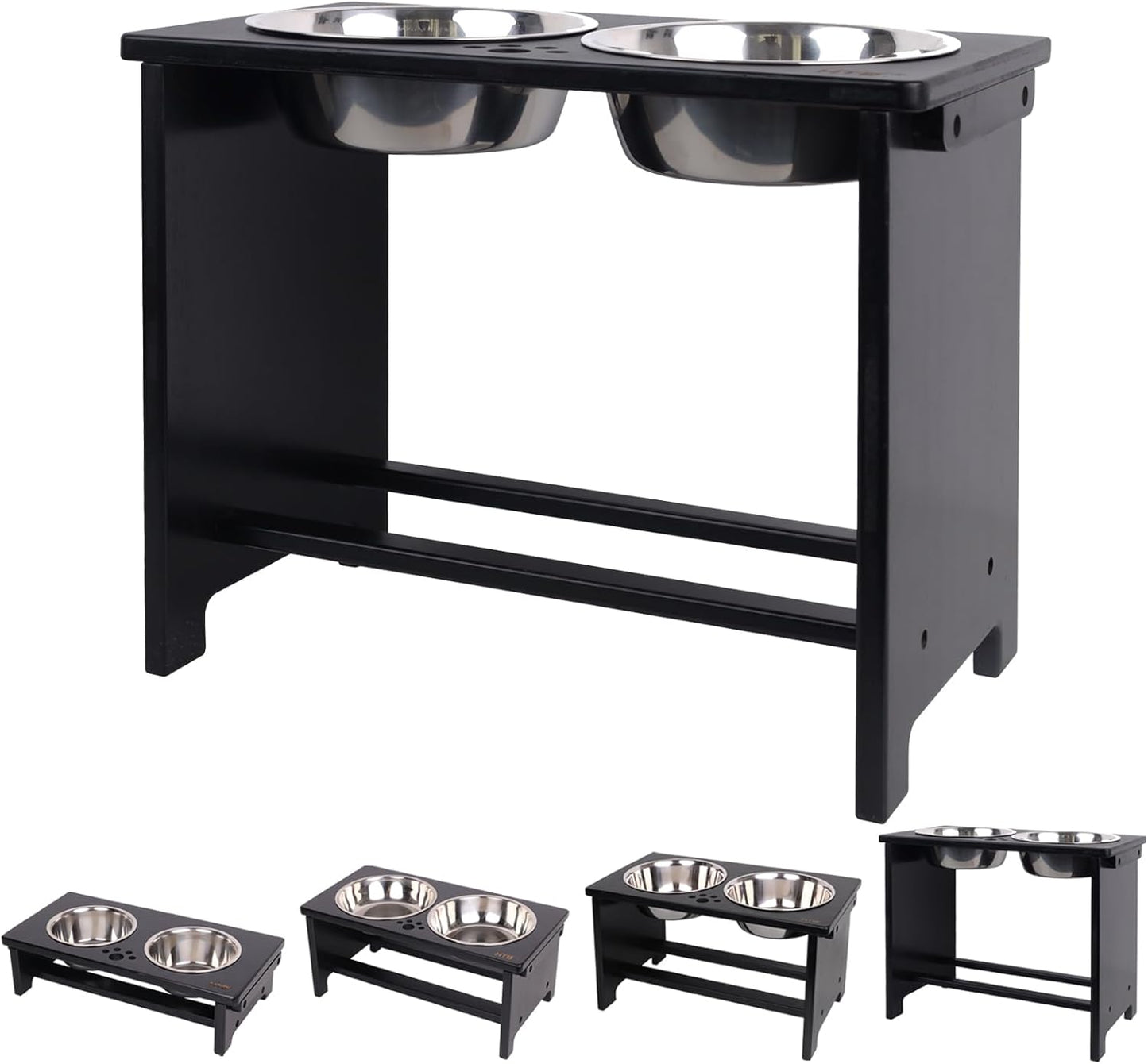 HTB Elevated Dog Bowls,Raised Dog Bowl Stand with 2 Stainless Steel Bowls,Elevated Raised DogBowls for Large Medium Small Sized Dogs