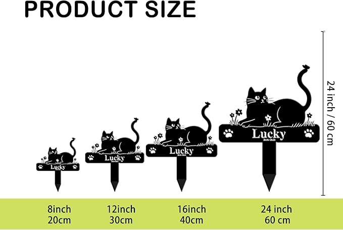 Custom Cat Grave Marker Cat Burial Stake, Personalized Butterfly Flowers Cat Memorial Garden Stake, Metal Cat Memorial Plaque for Outdoors, Customized Pet Headstone