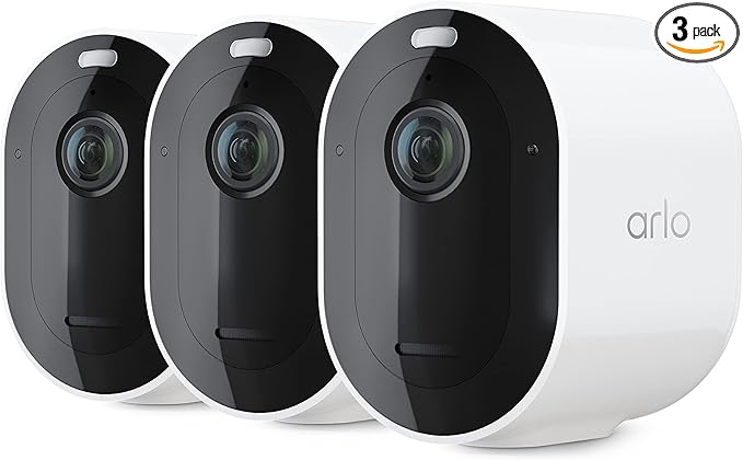Arlo Pro 5S Spotlight Security Camera 2K HDR | Outdoor | Wireless | Dual-Band Wi-Fi Connects to Strongest Network|12X Zoom, 2-Way Audio, Color Night Vision,Live Stream(White, 3 Cameras)