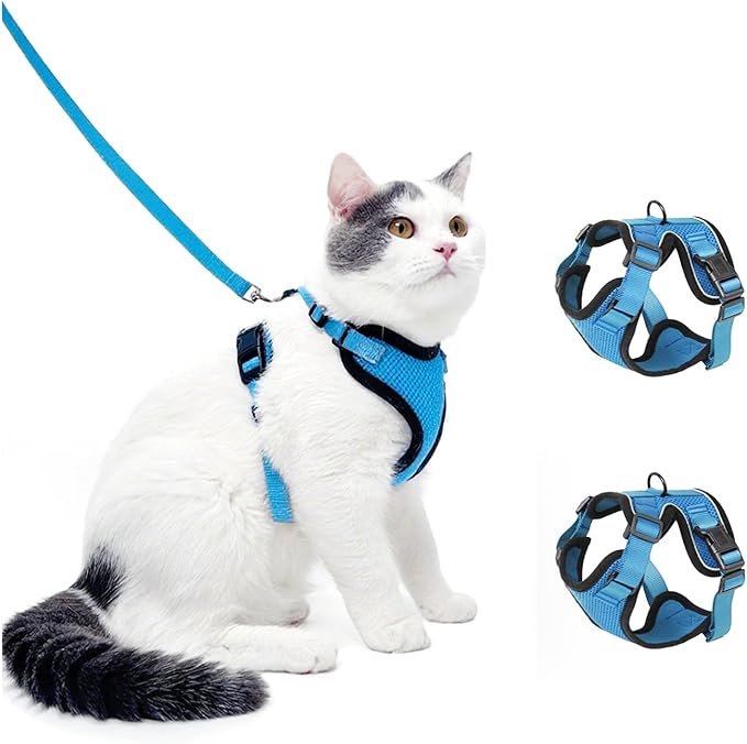 Luxelle 2 Pack Escape-Proof Cat Harness and Leash Set for Walking – Adjustable No Pull Soft Vest with Easy-Wear Buckle, Reflective Straps, Breathable Mesh – Outdoor Travel Harness for Cats & Kittens