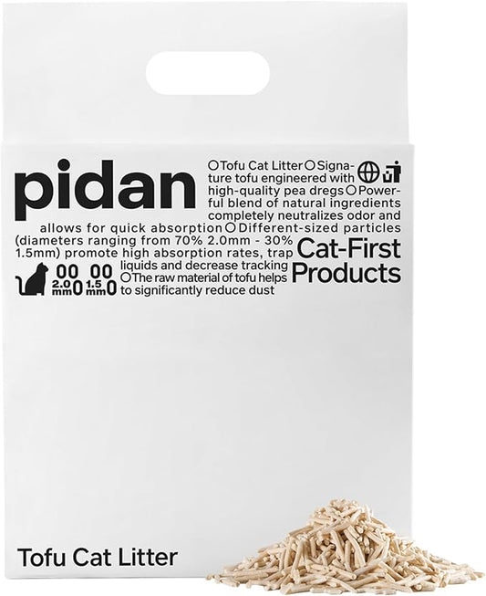 pidan Tofu Cat Litter Clumping,Flushable,Ultra Absorbent and Fast Drying, 100% Natural Ingredients Litter,Solubility in Water,Really Dust-Free,Less Scattering (5.3lb×1bag)