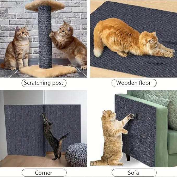 Cat Scratch Furniture Protector, Couch Cat Scratcher Mat - Wall Sticky Scratch Play Mat (Grey, 78.7"x15.8")