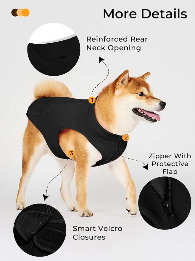 Haloumoning Dogs Fleece Coats Pet Jackets for Small and Medium Dogs Puppy Mock Neck Zipper Fall Winter Jacket