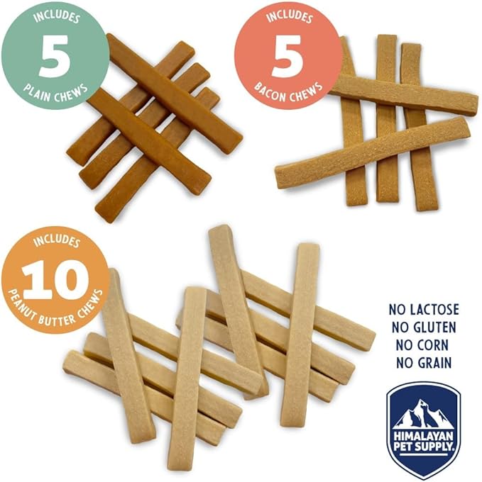 Himalayan Dog Chew Yogurt Sticks, Mixed Flavors, Dog Treats with Prebiotics, Probiotics & Protein, Digestive Support, Lactose & Gluten Free, Natural Dog Treat for All Breeds, Made in America, 4pk