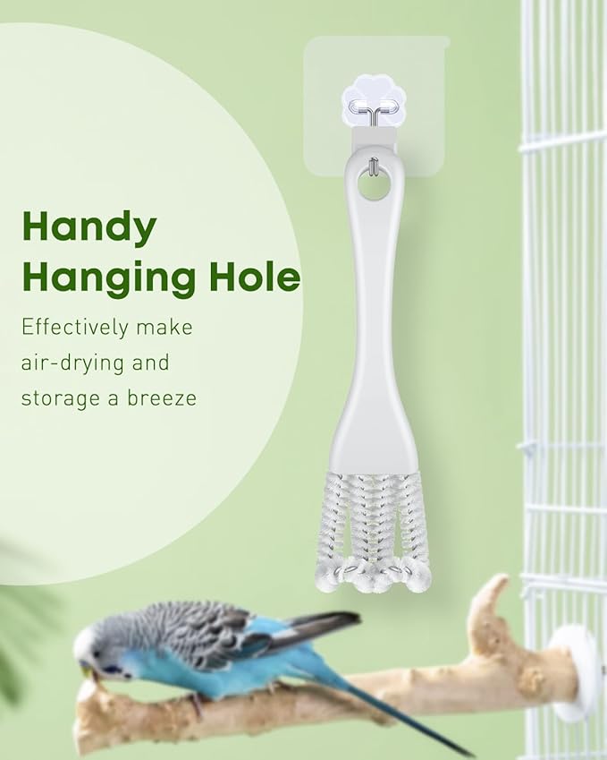 Pawfly 2 Pcs Bird Cage Cleaner Brush, 2-in-1 Bird Cage Cleaning Brush, Bird Poop Remover for Perches, Kennels & Small Animal Cages, Bird Cage Accessories, Bird Droppings Removal Brush