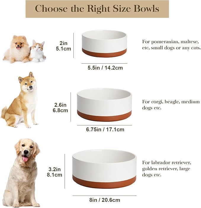 MALACASA Dog Bowls, Ceramic Dog Food and Water Bowls for Large Size Dogs, 6 Cups Capacity Pet Bowl for Large Dogs.1-Pack (L-6 Cups)
