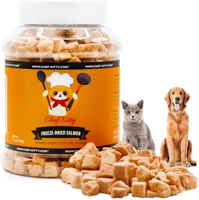 Freeze-Dried Salmon Treats for Cats & Dogs – 100% Wild Caught, Single Ingredient, High-Protein, Healthy Snack – No Additives or Preservatives – 5.3oz - Inspected & Tested in USA