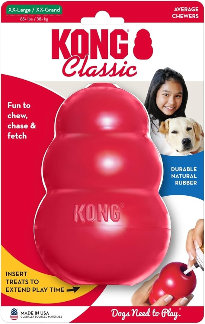 KONG Classic Stuffable Dog Toy - Fetch & Chew Toy for Dogs - Treat-Filling Capabilities & Erratic Bounce for Extended Play Time - Durable Natural Rubber Material - for XX-Large Dogs