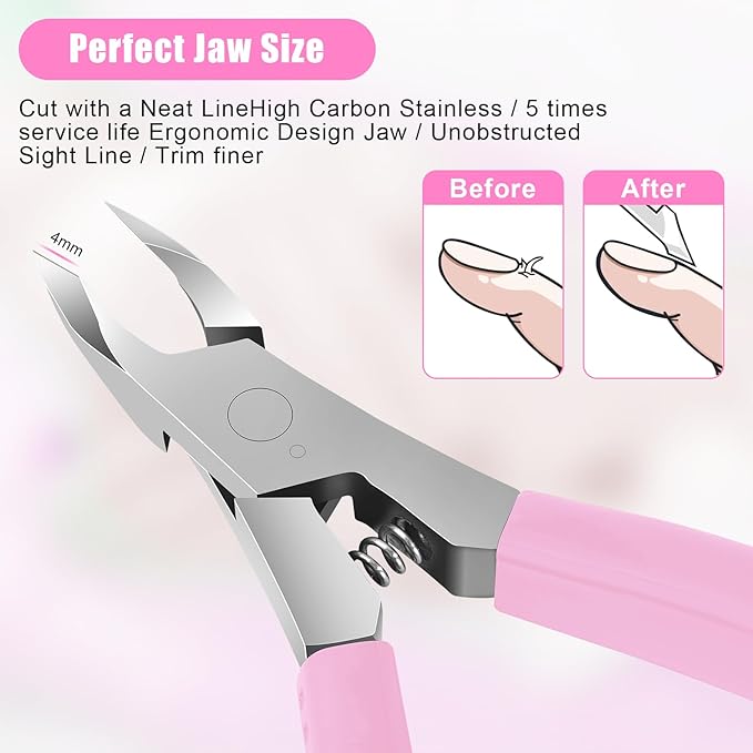 Cuticle Trimmer - Jaw Extremely Sharp - Cuticle Clippers for Nails with Silicone handle - Non-Slip - Professional Cuticle Cutter, Dead Skin Remover Stainless Cuticle Remover Tool-Pink