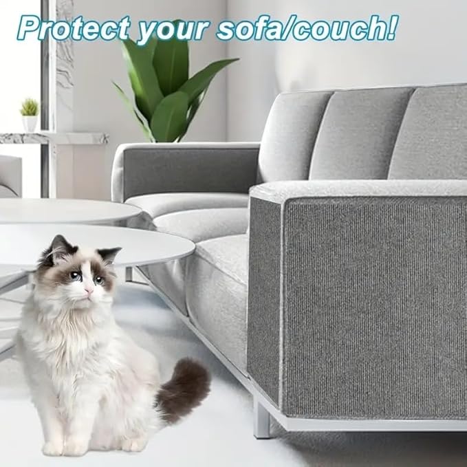 Cat Couch Scratcher Mat - Furniture Protectors from Cats Scratching - Wall Sticky Scratch Play Mat (Blue, 118"x15.8")