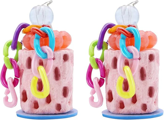 Bird Beak Grinding Parakeet Treats Bird Calcium Chewing Toy for Budgies Parakeet Cockatiel Conure Hamster (Random Color) (Small (2 pcs))