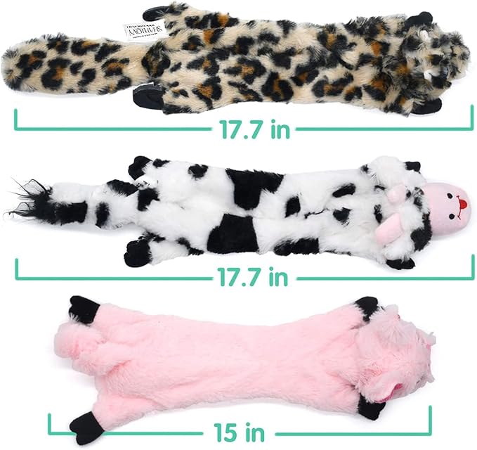 SHARLOVY Dog Squeaky Toys No Stuffing, 3 Pack Crinkle Dog Toys for Small Breeds or Puppy, Durable Chew Plush Cute Animals Natural for Teething Pet for Boredom