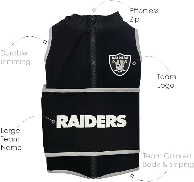 NFL LAS VEGAS RAIDERS Dog Anxiety Shirt Calming Soothing Solution Vest, for Dogs & Cats with Anxiety, Fears, Fireworks, Loud Noises, Dark, Lonely Keeps Dogs Calm Feeling Safe, Relaxing Jacket, X-Small