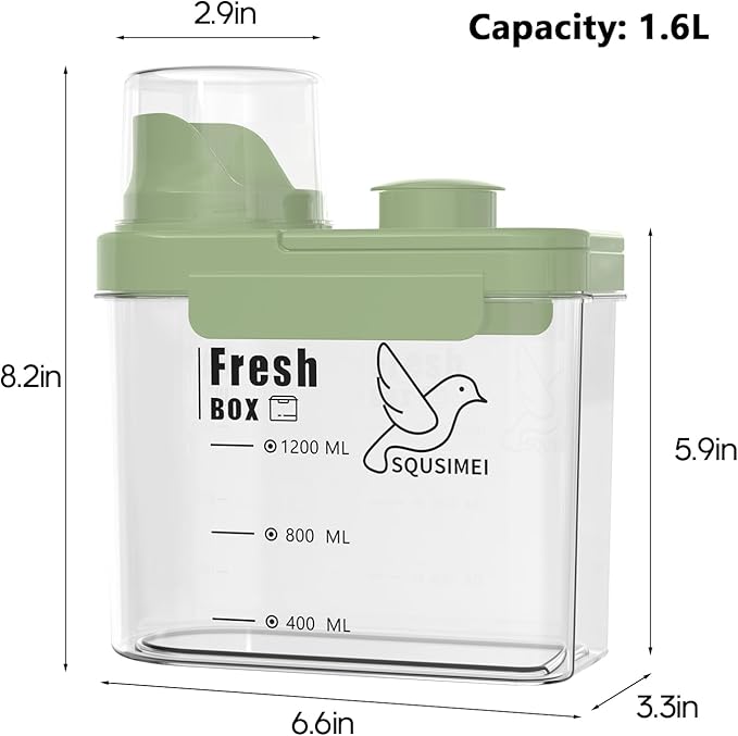 1.7 Qt/1.6 L Bird Seed Storage Container with Lids Airtight Measuring Cup, Bird Seed Dispenser Pet Food Container Are Used to Store Bird Food, Chicken Feed BPA Free (1.6L, Green)
