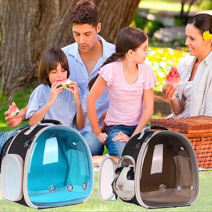 Portable Guinea Pig Backpack, Polarized Bubble Backpack for Small Animals Travel Handbag Cage for Kitten Rabbit Squirrel Bearded Dragon Turtle Breathable Carrier