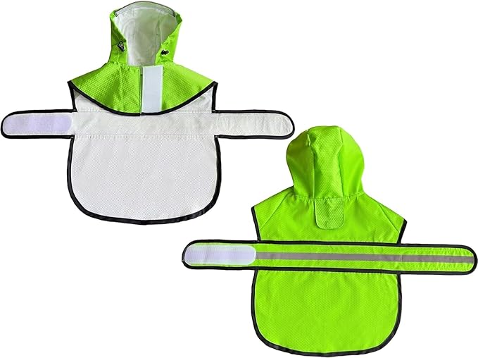 Dog Raincoat Waterproof Reflective Slicker - Lightweight Breathable Hooded Poncho Rain Coat Jacket with Adjustable Belly Strap and Leash Hole for Small Medium Large Dogs (Green, X-Small)