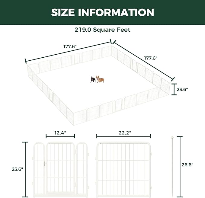 FXW Rollick Unleashed Dog Playpen for Indoor, Yard, RV Camping, 24 inch 32 Panels for Small and Puppy Dogs, White│Patented