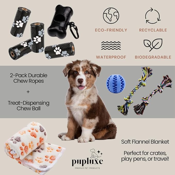 PupLuxe Puppy Starter Kit - Black 22 Piece Dog Training Kit | Great Puppy Gift for First Time & Experienced Owners | New Dog Bundle