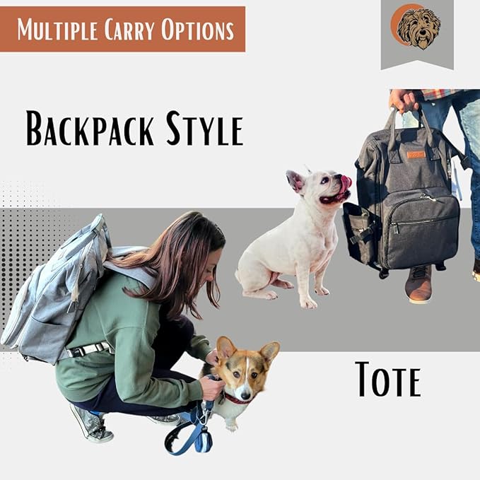 Tito's Closet Dog Travel Bag Includes Pet Travel Accessories 2-Pack Travel Bowl, 2 Dog Food Containers, Treat Bag (Black), DB2024