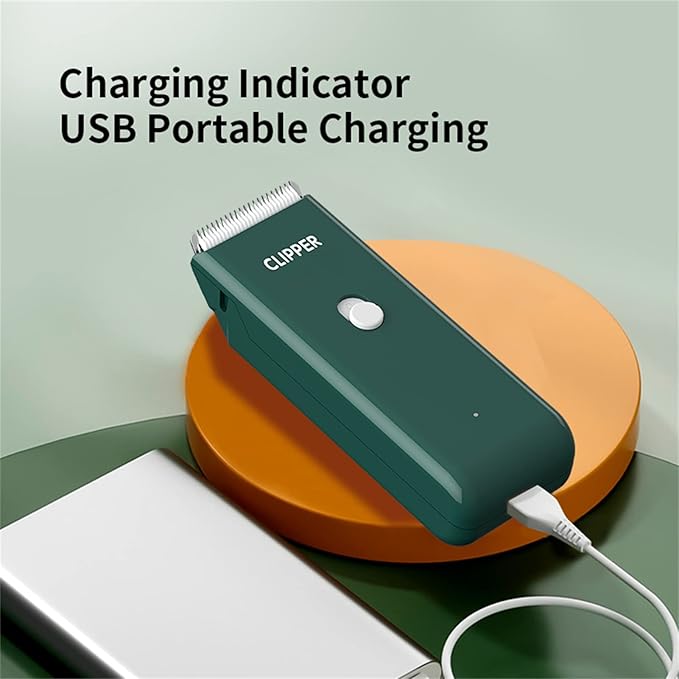 Professional Household Waterproof Low Noise Pet Hair Clippers Electric USB Rechargeable Painless Grooming Tools Hair Grooming Trimmer for Small Medium Dog Cat AP005 Green