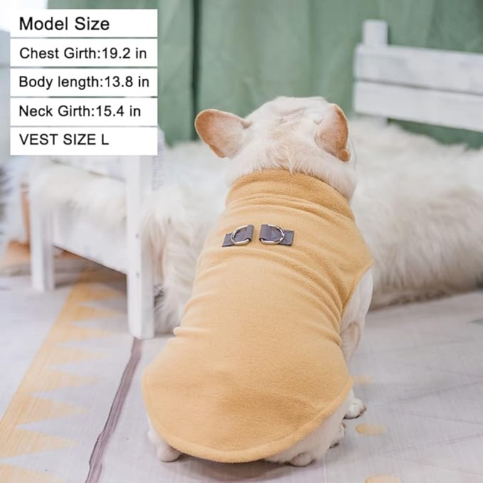 BEAUTYZOO Dog Fleece Vest Sweater Winter Jacket for Small and Medium Large Dogs with D-Ring Leash Cold Weather Coat Hoodie for XS S M Dogs Boy or Girls, Beige XL