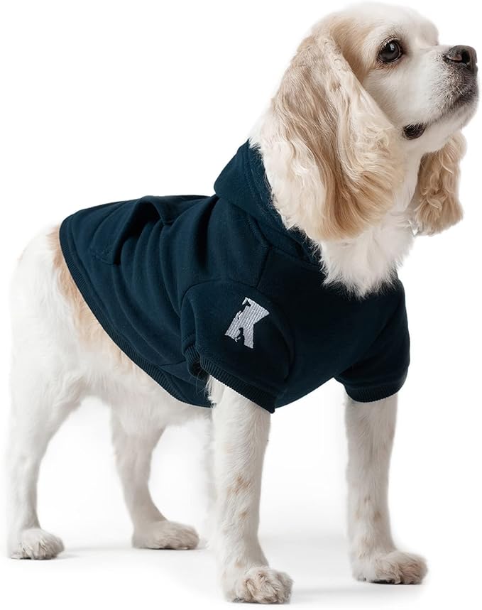 Koneseve Dog Hoodie Fleece Puppy Clothes Warm Sweater with Hat for Small Medium Dogs Cat Hooded Shirt Kitten Pet Basic Sweatshirt with Pocket Doggie Soft Winter Coat Apparel (Blue; 2XL)