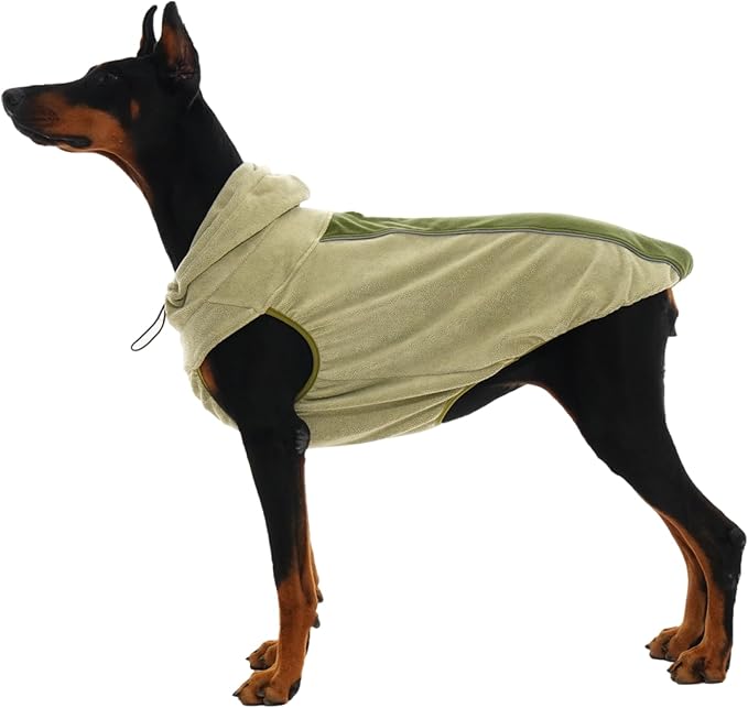 IECOii Great Dane Fleece Dog Sweater, Extra Large Dog Sweater with Leash Hole, Flexible & Good Stretchy Fit for Giant Breeds, Warm Turtleneck Sweatshirt Vest for Big Dogs, Machine Washable, Green, 4XL