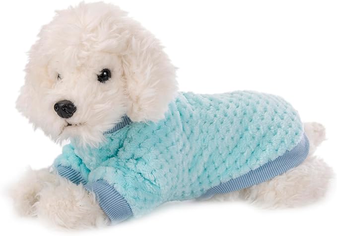 Dog Sweater, 3 Pack Dog Sweaters for Small Medium Dogs or Cat, Warm Soft Flannel Pet Clothes for Dogs Girl or Boy, Dog Shirt Coat Jacket (Small, Grey+Navy+Sky Blue)