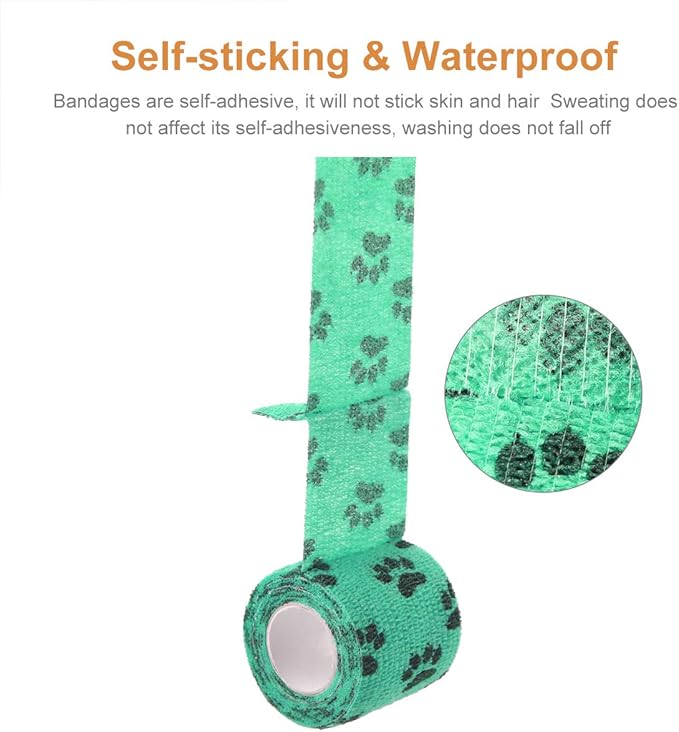 AUPCON Vet Wrap Cohesive Bandages Bulk Self Adhesive Bandage Wrap Self Adherent Wrap Non-Woven for Dogs Pet Animals & Ankle Sprains & Swelling 2 Inch x 5 Yards (2 Inch Claw)