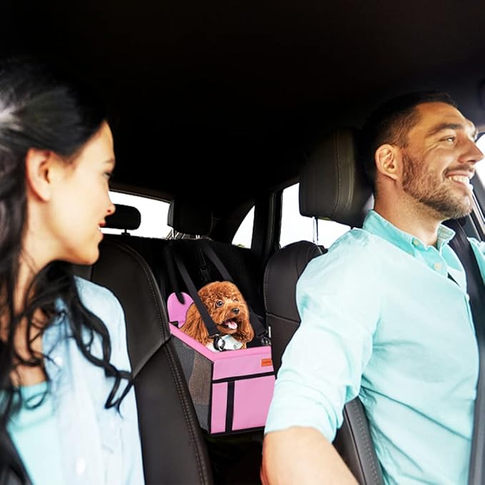 SWIHELP Pet Car Booster Seat Travel Carrier Cage, Oxford Breathable Folding Soft Washable Travel Bags for Dogs Cats or Other Small Pet