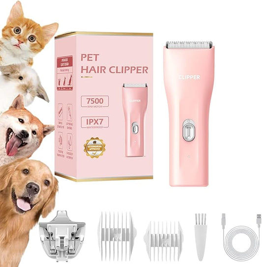 Dog Grooming Kit Clipper for Thick Coat Low Noise Cordless Cat Hair Trimmer Rechargeable Shaver Pet Grooming Tools for Small and Large Animals