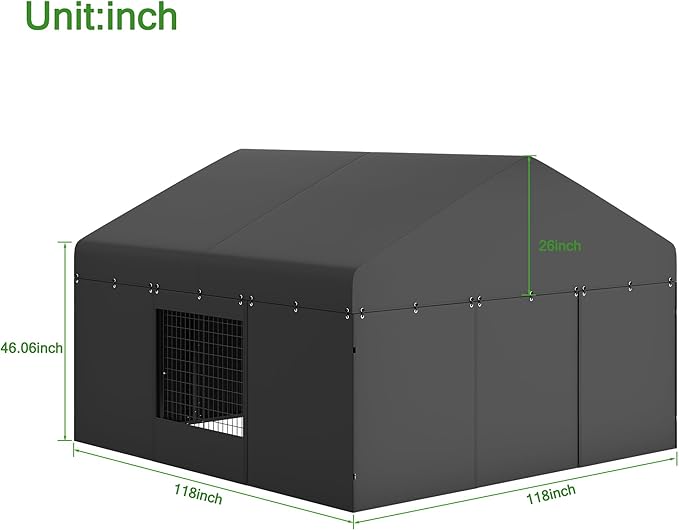 Outdoor Dog Kennel Cover 118" W x 118" D x 72.5" H