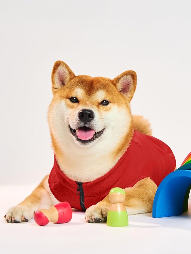 Haloumoning Dogs Fleece Coats Pet Jackets for Small and Medium Dogs Puppy Mock Neck Zipper Fall Winter Jacket