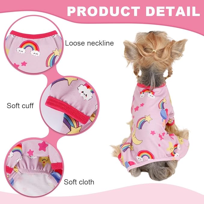 Dog Pajamas for Small Dogs Boy Girl, Dog Clothes Tiny Chihuahua Yorkie Spring Summer Shirt, Cute Puppy Outfit Pjs Jumpsuit Cat Onesie Apparel Pet Clothes