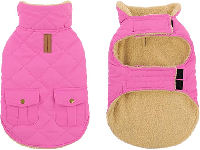 Warm Extra-Large Dog Coat, Pink XL Windproof Cold Weather Snow Jacket for Golden Retriever, Labrador Retriever, Husky