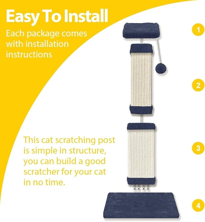 AGYM Cat Scratching Post, 32 Inch Cat Scratch Post for Cats and Kittens, Protect Your Furniture and Exercise Cats, Nature Sisal Modern Cat Scratcher for Indoor Cats, Blue