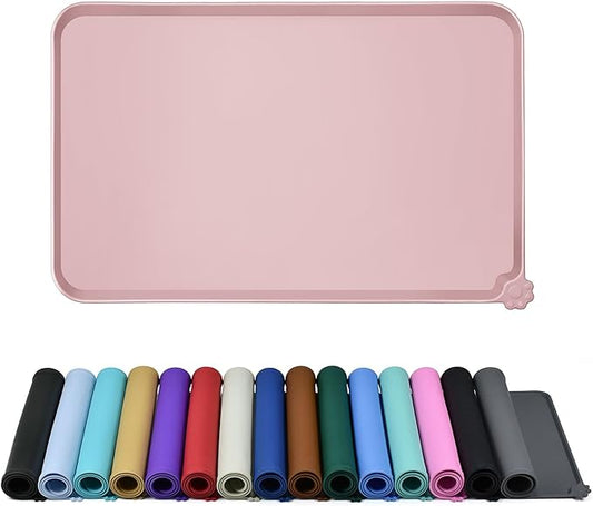 Waterproof Pet Feeding Mat with High Raised Edges, Heavier and Thicker Placemats for Cat Dog Water Bowl with BPA Free, Dogs Cats Food Mats for Messy Drinkers to Prevent Spill and Protect Floors