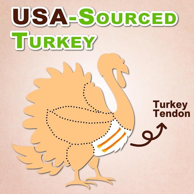 AFreschi Turkey Tendons for Dogs, USA-Sourced, Healthy Dog Treats, Rawhide-Free Puppy Chews, Long Lasting, All Natural, Hypoallergenic Dog Treats for Medium Breeds, 2 Count Pack Rope (M)