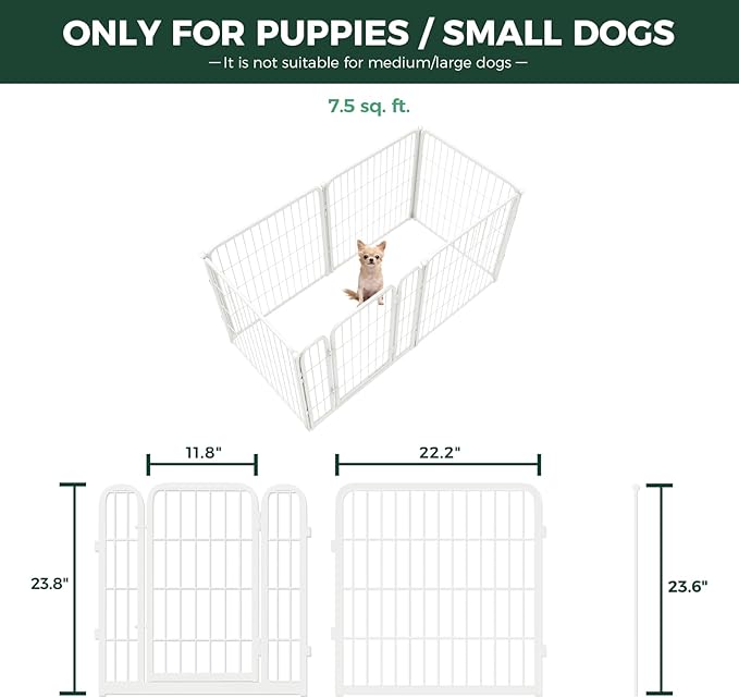 FXW Homeplus Unleashed Indoor Dog Playpen - Stress-Free and Safe Play, Heavy Duty 24 Inch 6 Panels Dog Pen for Puppy and Small Dogs, White│Patented
