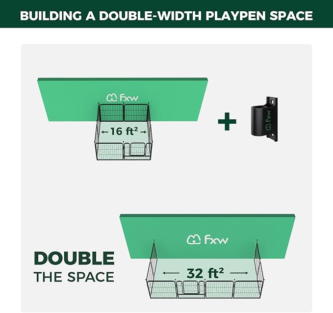 FXW Fence-to-Wall Anchor (Pack of 4) for Use with Dog Playpen in Yard, Garden, Doorways, Fireplace, Indoor/Outdoor, Fits All Heights of Playpen, Black│Patented